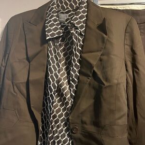 Theory Brown Blazer with Geometric Shirt